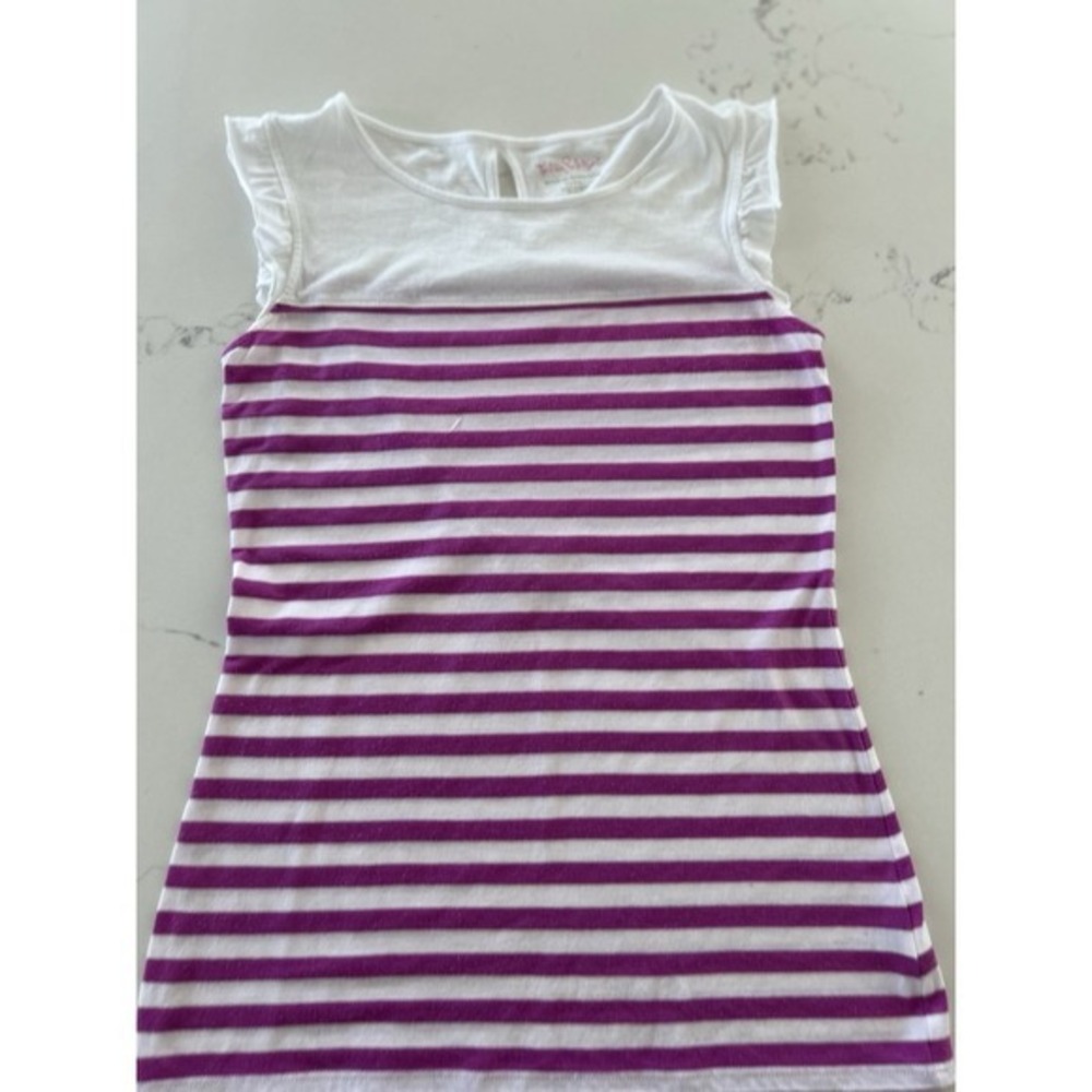 Lilly Pulitzer Small Pink /White Striped  Tank Top with‎ ruffle